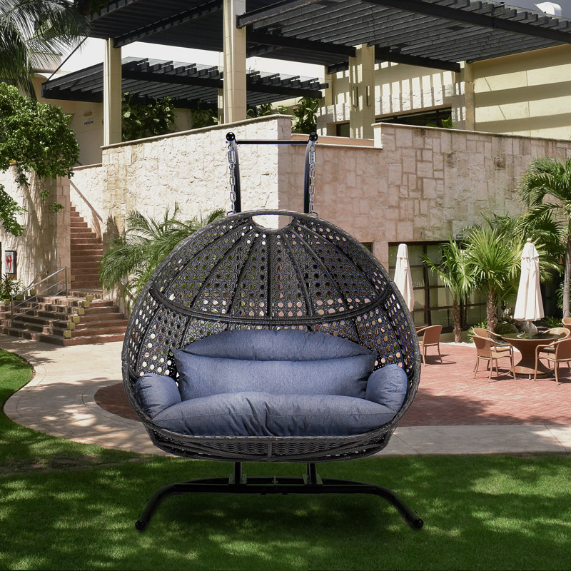 Vera Luxury Double Seat Porch Swing with Stand Dakota Fields
